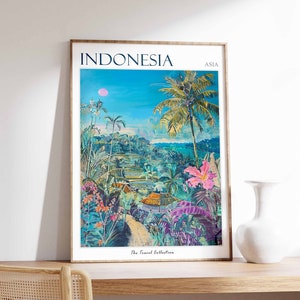 Indonesia Poster, Indonesia Travel Print, Asian Decor, Indonesian Travel Poster, Indonesian Art, Oriental Poster, Asian Wall Art