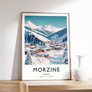 Skiing Travel Poster, Morzine France Ski Print, Skiing Travel Print, Skiing Wall Art, Skiing Print, Winter Sport Art, A1/A2/A3/A4