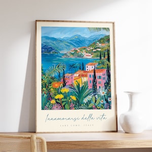 Lake Como Travel Print, Lake Como Italy Travel Poster, Italy Travel Print, Italian Art, Travel Poster, Retro Travel Poster, Italian Decor