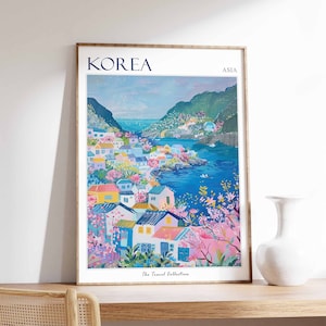 South Korea Poster, Korea Travel Print, Asian Decor, Korean Travel Poster, Oriental Art, Oriental Poster, Asian Wall Art, Korean Gift