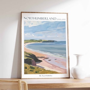 Northumberland Travel Poster, Northumberland Travel Print, UK Travel Poster, English Travel Print, Coastal Art, Northumberland Coast Art