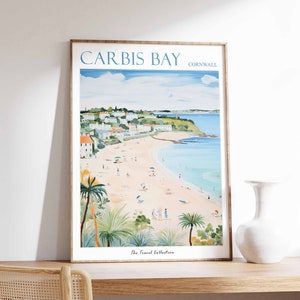 Carbis Bay Poster, Carbis Bay Travel Print, Cornwall Poster, Carbis Bay Travel Poster, Beach Art, Carbis Bay gift, Coastal Decor