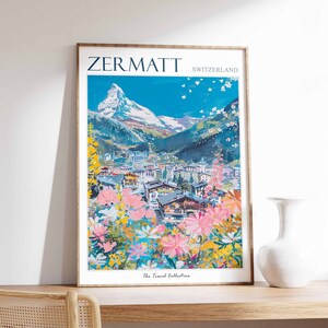 Pôster de Zermatt, Impressão de viagem de Zermatt, Presente de Zermatt, Arte de parede de esqui, Pôster de viagem alpina, Arte de parede da Suíça, Impressão de viagem suíça
