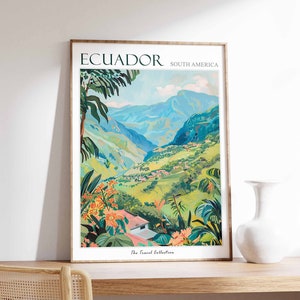 Ecuador Poster, Ecuador Travel Print, Tropical Decor, Botanical Print, Latin Travel Poster, South American Decor, Ecuadorian Gift