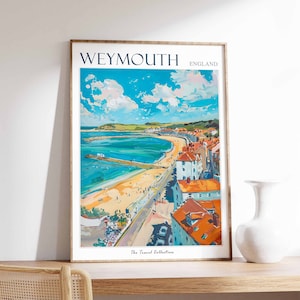 Weymouth Reiseplakat, Weymouth Reisedruck, Küstenreiseplakat, UK Reisedruck, Weymouth Geschenk, britische Reisekunst, Weymouth Kunst