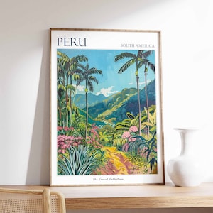 Peru Travel Poster, Peru Travel Print, Tropical Decor, Botanical Wall Art, South American Travel Poster, Peruvian Art, Peruvian Wall Art