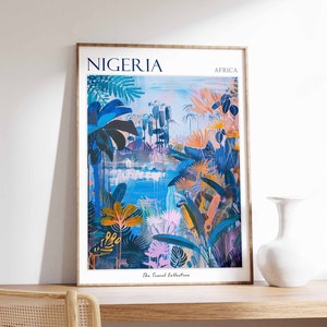 Nigeria Poster, Nigeria Travel Print, Nigerian Travel Poster, African Decor, Tropical Decor, Botanical Art, African Art, Nigerian Gift
