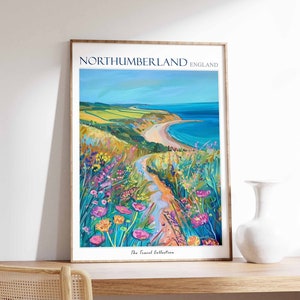 Northumberland Travel Poster, Northumberland Travel Print, UK Travel Poster, English Travel Print, Coastal Art, Northumberland Coast Art
