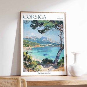 Korsika Poster, Korsika Reisedruck, Tropisches Dekor, Meer, Wandkunst, Französische Dekoration, Frankreich Reisedruck, Chamonix Geschenk, Korsika Reiseplakat