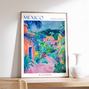 Mexico Travel Poster: Tropical Botanical Wall Art
