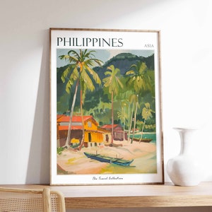 Póster de viaje a Filipinas: Impresión artística de playa tropical