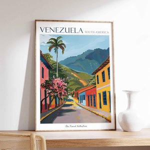 Venezuela reisposter, Venezuela reisafdruk, tropisch decor, botanische muurkunst, Zuid-Amerikaanse reisafdruk, Venezolaanse kunst, Latijns-cadeau