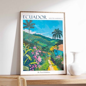 Ecuador Poster, Ecuador Travel Print, Tropical Decor, Botanical Print, Latin Travel Poster, South American Decor, Ecuadorian Gift