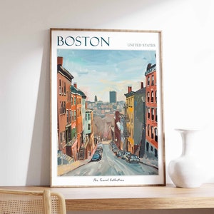 Boston Poster, Boston Travel Print, Tropical Decor, City Wall Art, American Decor, United States Travel Print, Boston Gift