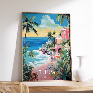 Tulum Poster, Mexico Travel Print, Mexican Poster, Tulum Travel Print, Beach Travel Decor, Travel Gift, Floral Decor, Scenery Poster