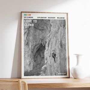 Poster escalade, impression escalade, art mural aventure, cadeau pour grimpeur, cadeau escalade, art mural extérieur, art mural nature, A1/A2/A3/A4