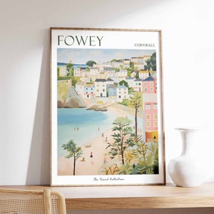 Fowey Poster, Fowey Reisedruck, Cornwall Reiseplakat, britisches Dekor, Tropisches Dekor, Meerdruck, Fowey Geschenk, Fowey Reiseplakat