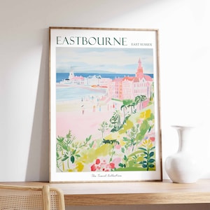 Eastbourne Poster, Eastbourne Travel Print, East Sussex Travel Poster, British Decor, Tropical Decor, Sea Print, Eastbourne Gift