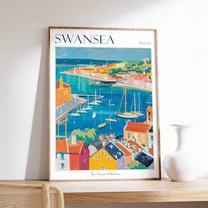 Swansea Poster, Swansea Travel Print, Tropical Decor, City Wall Art, Welsh Decor, Wales Travel Print, Swansea Gift,