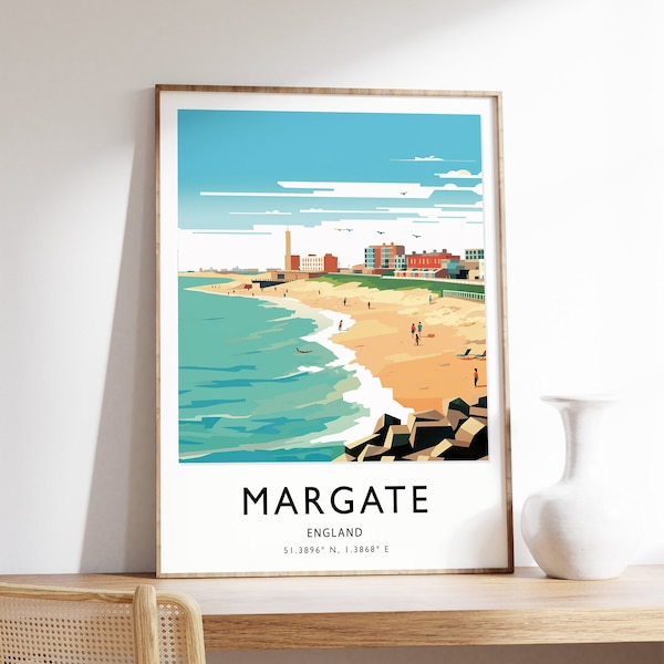 Margate Travel Print, English Coast Travel Poster, Margate Travel Print, Travel Art, Travel Poster, Colourful Travel Print, Travel Art