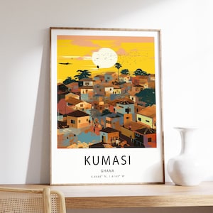 Kumasi Reise-Druck, Ghana Reise-Druck, Westafrikanische Reise-Wandkunst, Bunte Reise-Kunst, Moderne Reise-Druck, Reise-Geschenk, A1/A2/A3/A4