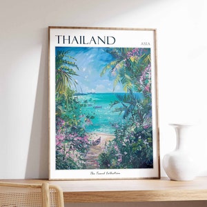 Thailand Poster, Thailand Travel Print, Thai Decor, Oriental Art, Tropical Wall Art, Botanical Print, Thai Gift, Thai Wall Art, Thailand Art