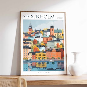Stockholm Poster, Stockholm Travel Print, Tropical Decor, City Wall Art, Swedish Decor, Sweden Travel Print, Stockholm Gift