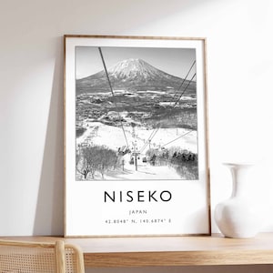 Póster de esquí de Niseko, póster de viaje de Niseko, impresión de esquí japonesa, arte de esquí japonés, arte mural de esquí, impresión de esquí de Niseko, regalo de Niseko