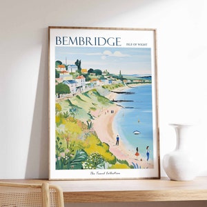 Bembridge-poster, Bembridge-reisafdruk, Isle of Wight-poster, Bembridge-reisposter, strandkunst, Bembridge-cadeau, kustdecor