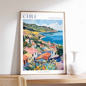 Chile Poster, Chile Travel Print, Tropical Decor, Botanical Print, Latin Travel Poster, South American Decor, Chilean Art, Chilean Gift