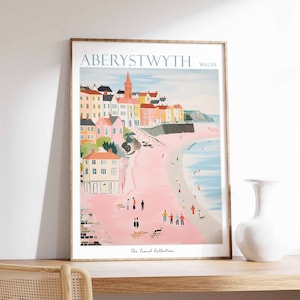 Aberystwyth Poster, Aberystwyth Travel Print, Wales Poster, Welsh Coast Art, Beach Art, Aberystwyth Gift, Coastal Decor, Seaside Art