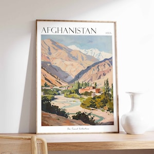 Póster de Afganistán, Impresión de viaje a Afganistán, Póster de viaje islámico, Decoración islámica, Arte de Oriente Medio, Regalo de viaje, Impresión floral