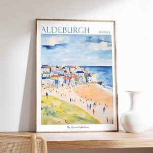 Aldeburgh Poster, Aldeburgh Travel Print, Suffolk Poster, English Coast Art, Beach Art, Aldeburgh Gift, Coastal Decor, Seaside Art