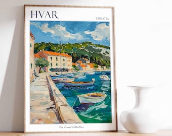 Hvar Croatia Travel Poster: Coastal European Wall Art