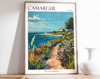 Póster de Camarga, Impresión de viaje a Francia, Decoración francesa, Póster de viaje a Europa, Arte mural europeo, Regalo de Camarga, Póster de viaje a Camarga