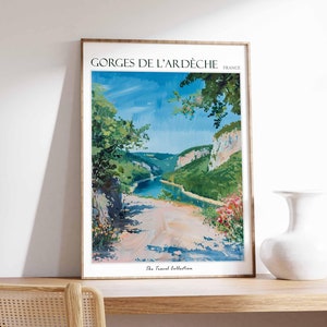 Gorges de l&#39;Ardèche Poster, France Travel Print, French Decor, Europe Travel Poster, European Wall Art, Gorges de l&#39;Ardèche Travel Poster
