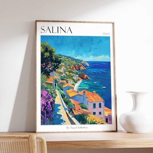 Salina Poster, Salina Travel Print, Italy Wall Art, Italian Travel Print, Italian Decor, Italian Gift, Salina Wall Art
