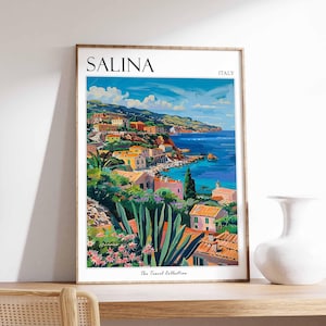 Salina Poster, Salina Travel Print, Italy Wall Art, Italian Travel Print, Italian Decor, Italian Gift, Salina Wall Art