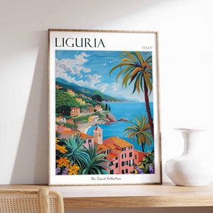 Liguria Poster, Liguria Travel Print, Italy Wall Art, Italian Travel Print, Italian Decor, Italian Gift, Liguria Wall Art