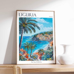 Liguria Poster, Liguria Travel Print, Italy Wall Art, Italian Travel Print, Italian Decor, Italian Gift, Liguria Wall Art