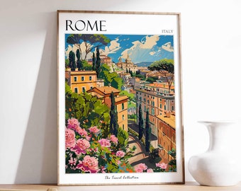 Rome Travel Poster: Italian Landmark Art Print