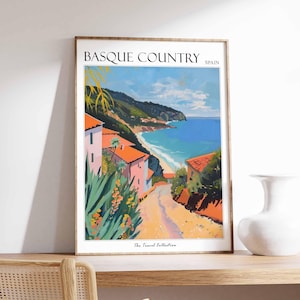 Basque Country Poster, Spain Travel Print, Spanish Decor, Europe Travel Poster, European Wall Art, Sea Print, Basque Country Travel Poster