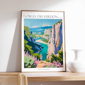 Gorges du Verdon Poster, France Travel Print, French Decor, Europe Travel Poster, European Wall Art, Gorges du Verdon Travel Poster