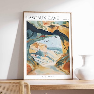 Lascaux Cave Poster, France Travel Print, French Decor, Europe Travel Poster, European Wall Art, Botanical Print, Lascaux Cave Travel Poster