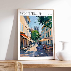 Affiche Montpellier, impression voyage en France, décoration française, affiche de voyage en Europe, art mural européen, cadeau Montpellier, affiche de voyage Montpellier