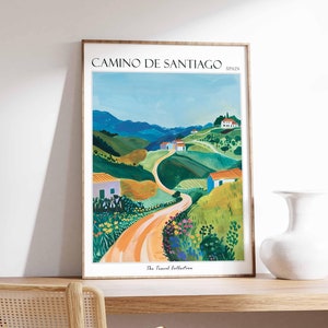 Póster del Camino de Santiago, Impresión de viaje a España, Decoración española, Póster de viaje a Europa, Arte mural europeo, Póster de viaje del Camino de Santiago