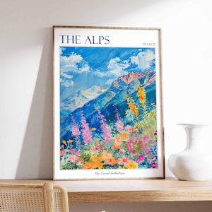 The Alps Poster, France Travel Print, French Decor, Europe Travel Poster, European Wall Art, Mountain Print, The Alps Travel Poster