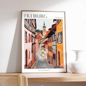 Affiche de Fribourg, impression de voyage en Allemagne, décoration allemande, affiche de voyage en Europe, art mural européen, cadeau de Fribourg, affiche de voyage de Fribourg