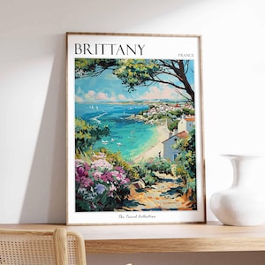 Pôster da Bretanha, Impressão de viagem à França, Decoração francesa, Pôster de viagem à Europa, Arte de parede europeia, Presente da Bretanha, Pôster de viagem à Bretanha
