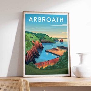 Arbroath Print, Coastal Travel Poster, Scotland Travel Print, Coastal Wall Art, Seaside Art, Coastal Gift, UK Coast Art, Beach Decor